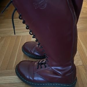 Dr. Martens Knee High Red Boots 20 Eye
